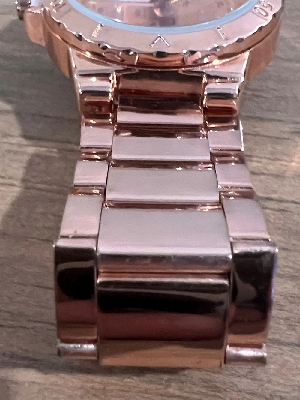 Chatelaine Embossed Compact Rose Gold Tone Watch - Picture 5 of 9